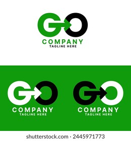 Go logo vector template design with arrow sign symbol. Letter G and o logo 