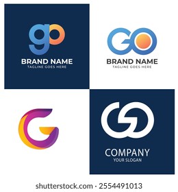 Go logo vector template design with arrow sign symbol. Letter G and o logo 