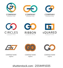 Go logo vector template design with arrow sign symbol. Letter G and o logo 