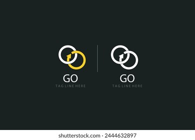 Go logo vector. Word Go with arrow. Yellow and white color. Travel logo. vector illustrations