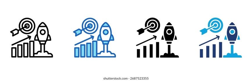 Ir al ícono de estrategia de mercado Ilustración vectorial de estilo múltiple