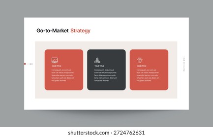 Ir a la Plantilla de presentación de diapositivas de estrategia de mercado con diseño limpio y profesional. Ideal para presentar Planes de entrada al mercado, estrategia de lanzamiento de productos, canales de distribución, enfoque de Precios y estrategia de captación de clientes en presentaciones corporativas y profesionales.