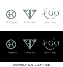 GO minimalist and classic logo set design. GO monogram circle shape vector. GO unique design.
