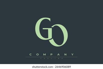 GO Modern Initials Logo Design. Branding logo with stylized initials showcasing bold design and modern aesthetic. Ideal for professional business branding or creative projects focusing on minimalistic