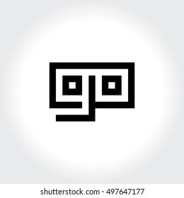 GO Modern Typography. Monochrome Vector illustration
