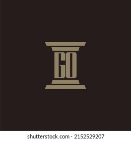 GO monogram initial logo for lawfirm with pillar design