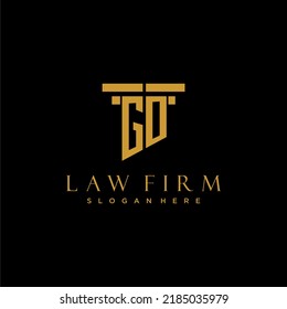 GO monogram initial logo for lawfirm with pillar design