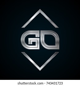 GO Monogram, Metal Logo, Silver Logo