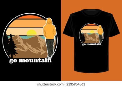 Go mountain retro vintage t shirt design