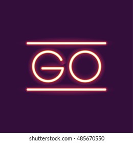 go neon font icon. Text typography decoration and advertising theme. Colorful design. Vector illustration