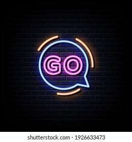 Go Neon Signs Vector. Design Template Neon Style