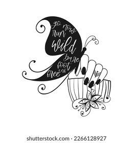 Ahora corre con letras escritas a mano silvestre. Motivador . Ilustración vectorial.