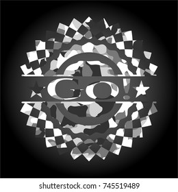 Go! on grey camouflaged pattern