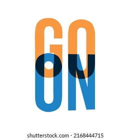 GO ON.vector illustration.decorative orange and blue fonton on white background.3d effect.hand drawn illustration.modern typography design perfect for web design,social media,sticker,tshirt,poster,etc