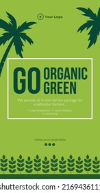 Go organic green portrait template design.