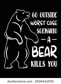 Go outside worst case scenario a bear kills you - EPS file for cutting machine. You can edit and print this vector art with EPS editor.