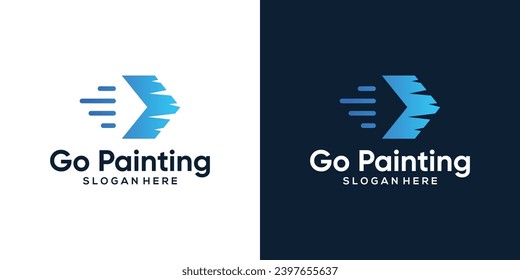 Go paint logo design template. Speed line with paint brush design graphic vector. Symbol, icon, creative.