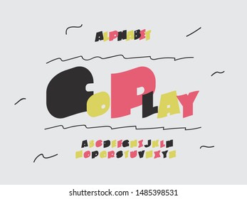 Go Play font. Vector alphabet letters. Typeface design. Typography Graphic