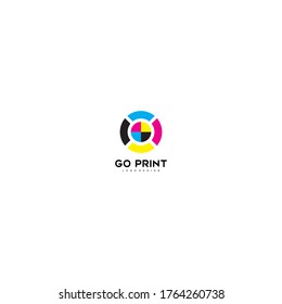 go print cmyk colour logo design concept