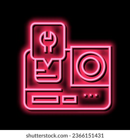 go pro camera repair neon light sign vector. go pro camera repair illustration