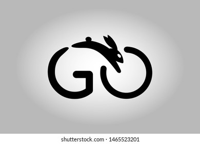 Go rabbit letter vector logotype