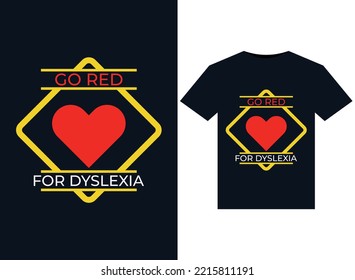 Go Red For Dyslexia illustrations for print-ready T-Shirts design
