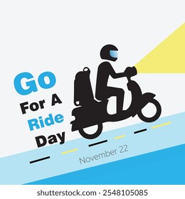 Go For a Ride Day vector, illustration. November 22. Rider on vacation. Scooter rider.