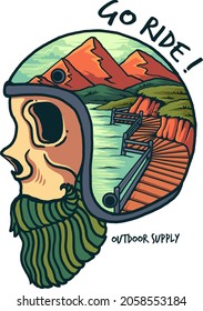 Go ride helmet print illustration