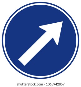 Go To The Right By The Arrow Traffic Road Sign, Vector Illustration, Isolate On White Background Label. EPS10