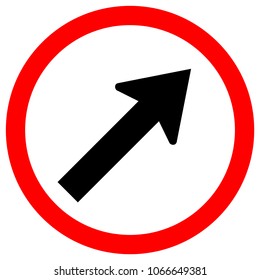Go To The Right By The Arrow Traffic Road Sign, Vector Illustration, Isolate On White Background Label. EPS10