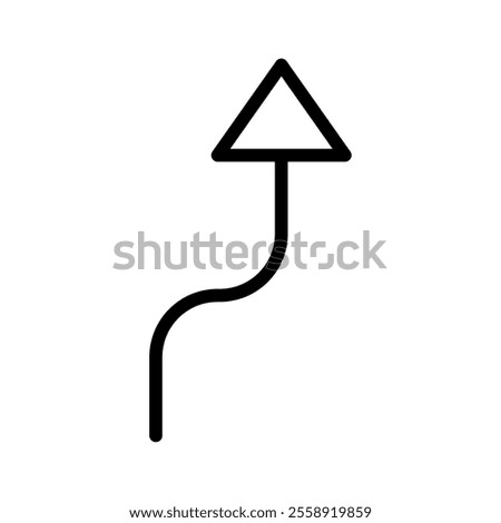 go right and up line arrow isolated vector icon