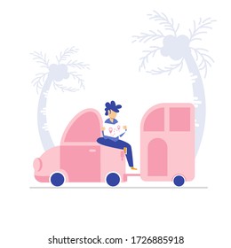 Go to a road trip, vector illustration