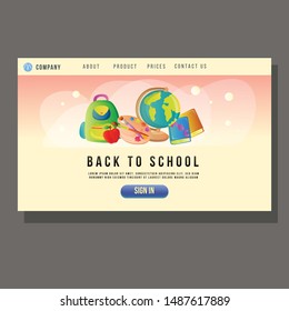 go to school education landing page student school object vector illustration