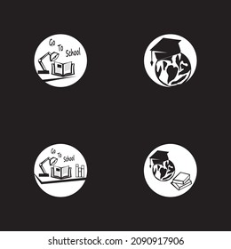 Ir al icono de escuela y a la plantilla del vector de símbolos