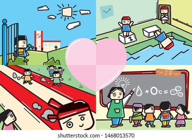 Go to school learning and exercise with cute students 