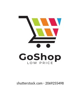 go shop shopping bag logo vector icon Template.