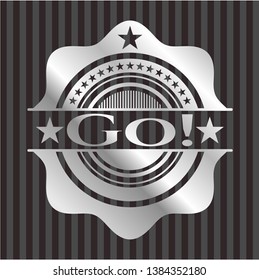 Go! silver emblem or badge. Vector Illustration. Mosaic.