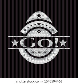 Go! silver emblem or badge. Vector Illustration. Mosaic.