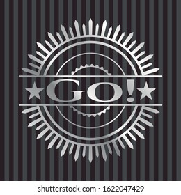 Go! silver emblem. Vector Illustration. Mosaic.