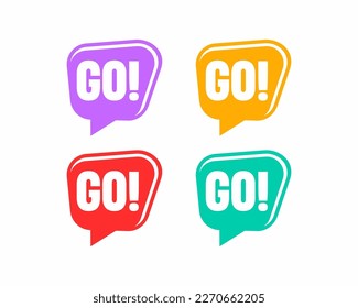 go simple speech bubble like action. flat minimal style trend modern relocation speak logotype graphic abstract design element isolated on white background