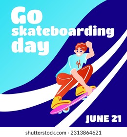 Go skateboarding day. Poster design illustration. Vector illustration. Flat style.