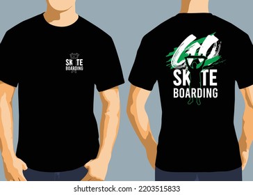 Go skateboarding front and back streetwear t-shirt graphic design typography and vector illustration