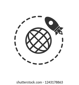 Go to Space. Icon Flat