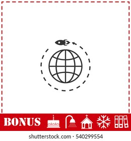 Go to Space icon flat. Simple vector symbol and bonus icon