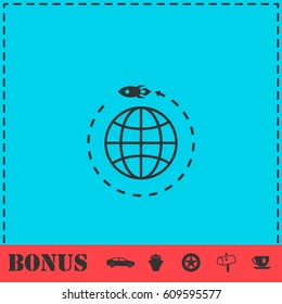 Go to Space icon flat. Simple vector symbol and bonus icon