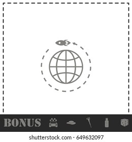 Go to Space icon flat. Simple vector symbol and bonus icon