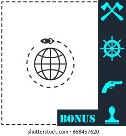 Go to Space icon flat. Simple vector symbol and bonus icon