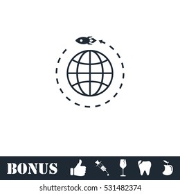 Go to Space icon flat. Vector illustration symbol and bonus pictogram