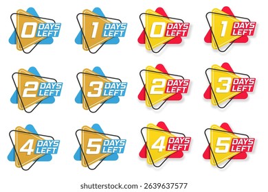 Go with special countdown clock sticker time sale discount offer label five days left banner week icon vector one three six timer hour symbol sign number promotion marketing counter