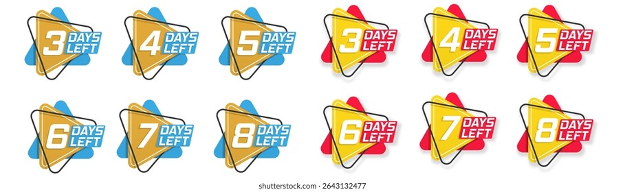 Go with special countdown clock sticker time sale discount offer label five days left banner week icon vector one three six timer hour symbol sign number promotion marketing counter